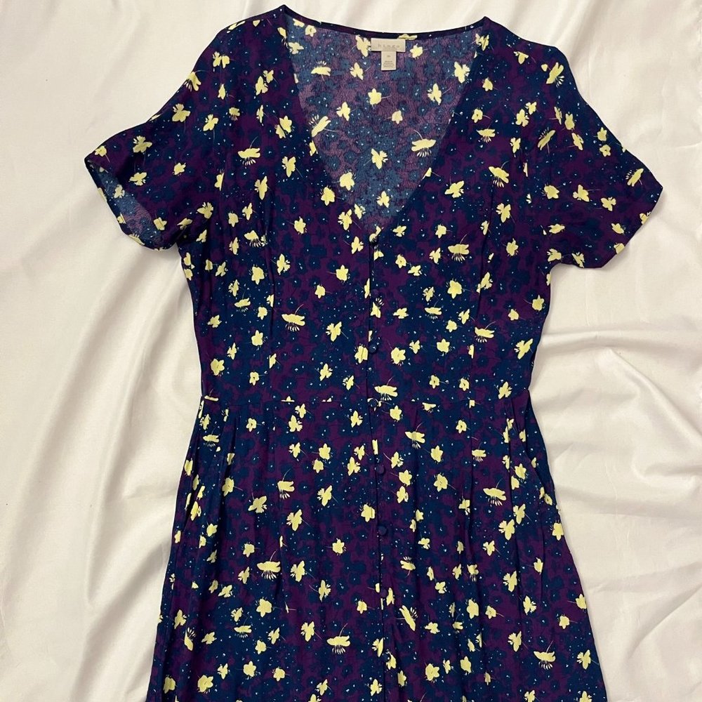 #127 Hinge Slip-On Dress - Purple with Floral Print